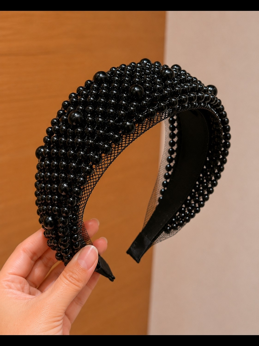 Black Beaded Statement Headband - Picture 4 of 4